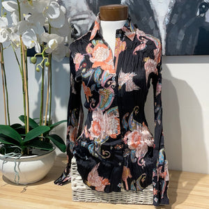 Cino Kimono Floral Silk Print Blouse