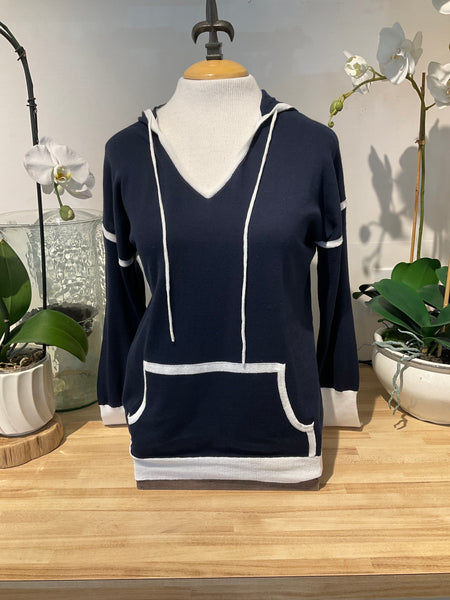 Pure Amici Navy Pullover Hoodie W White Trim