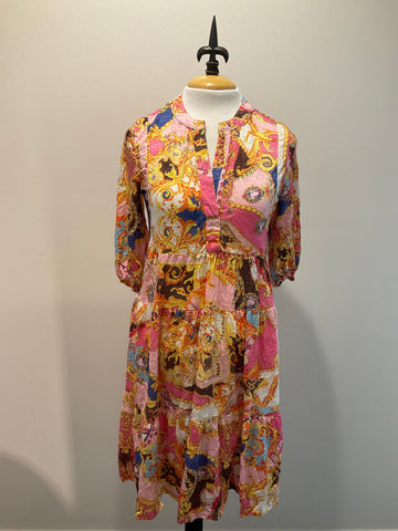 David Cline Gucci Print Tiered Dress