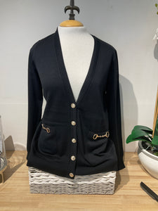 Peace Of Cloth Black V Neck Cardigan Sweater