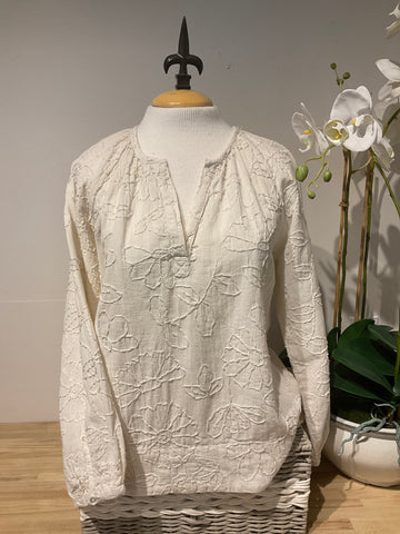 Dylan Adelie Embroidrd Cream Blouse