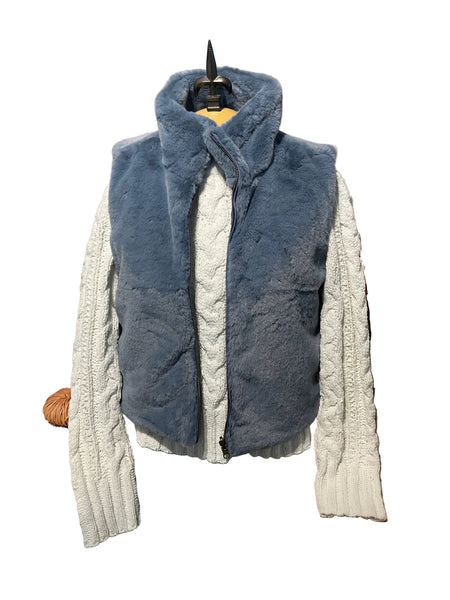 Dylan Fur Love Reversible Vest-Faux Fur/Nylon-Denim