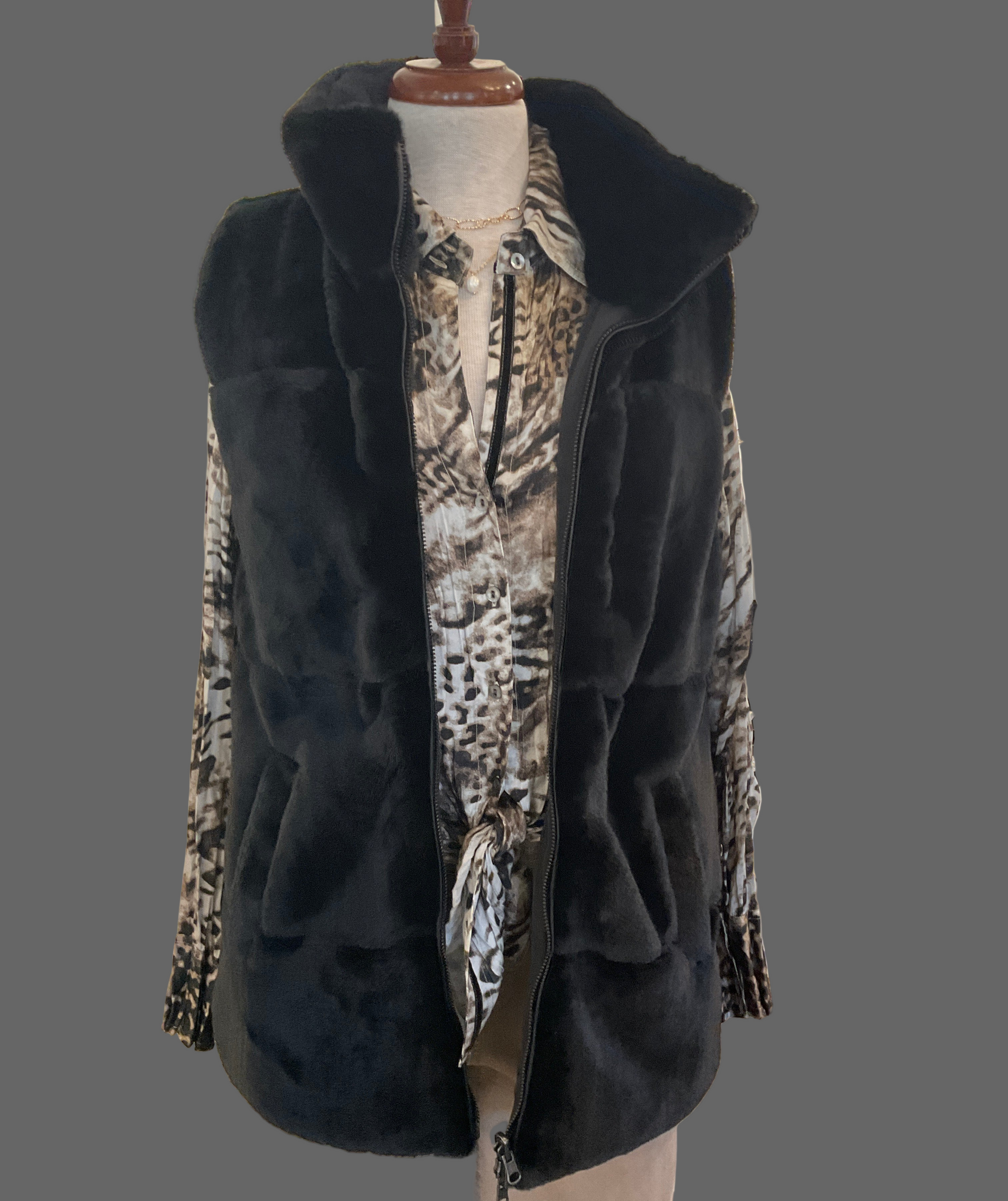 Dylan Black Fur Vest