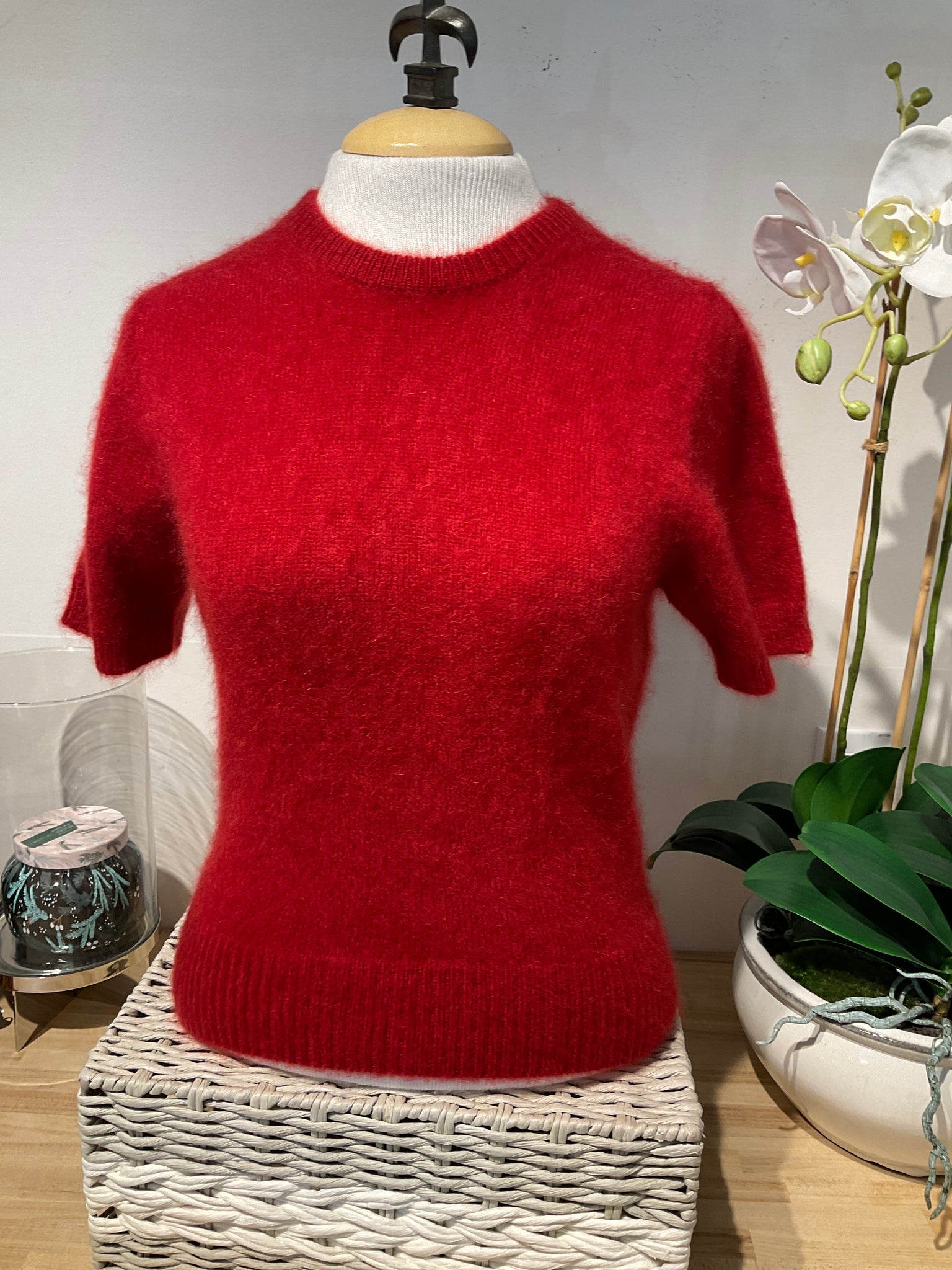 White & Warren Brushed Cashmere Tee Dark Cherry