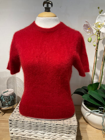 White & Warren Brushed Cashmere Tee Dark Cherry