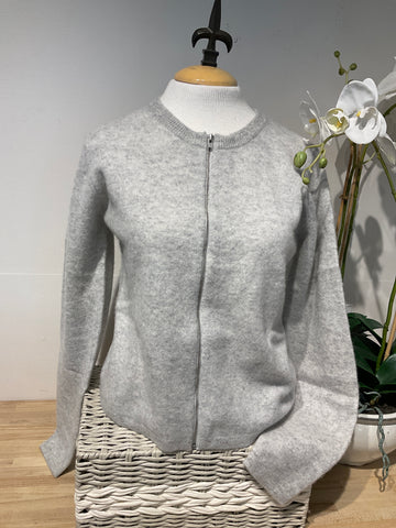 Pure Amici Foil ZIp Crop Cardigan Sweater