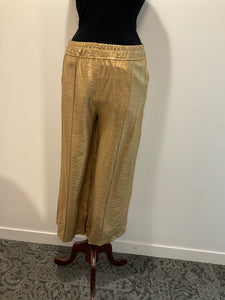 Angela Mara Beige Pull On Foil Pocket Pant