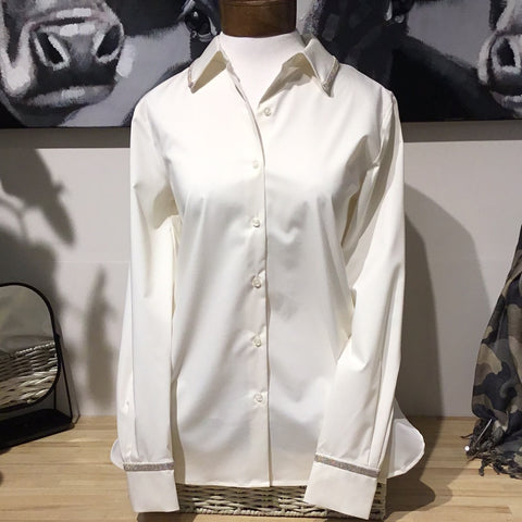 Lysse Ivory Blouse W/ Silver Bead Detail