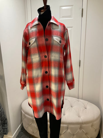 Dylan Red Logna Plaid Longcoat