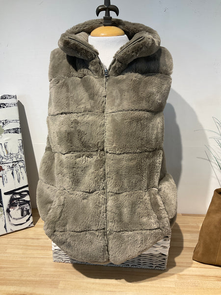 Dylan Vintage Olive Long Faux Fur Vest