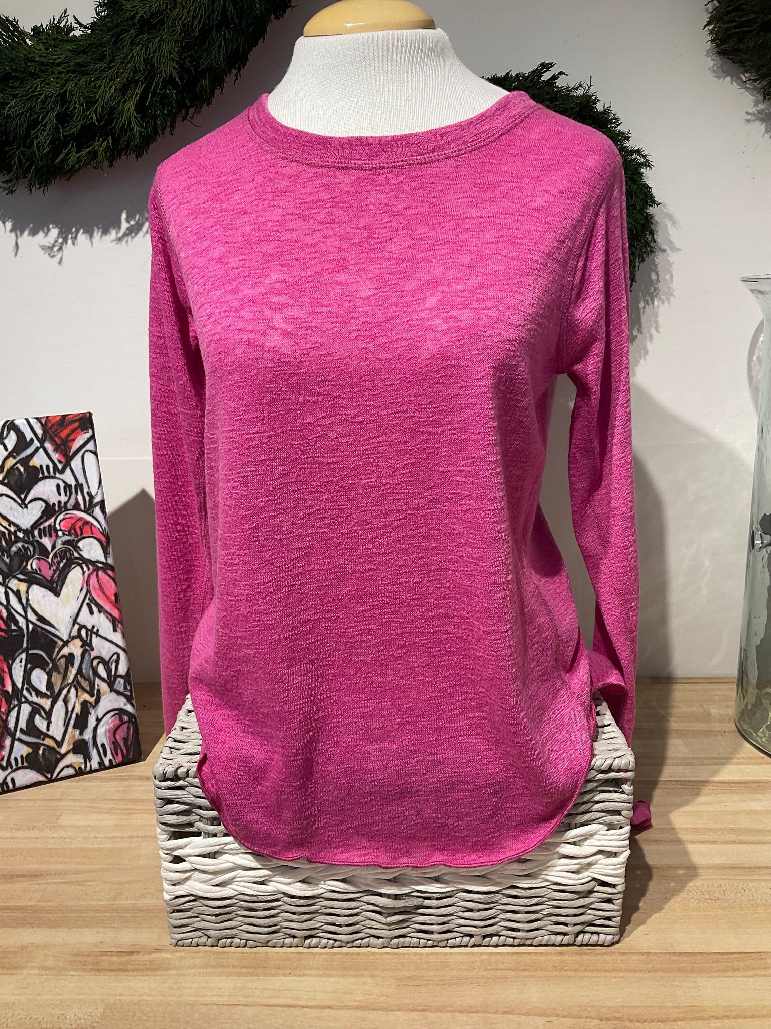 Nally & Millie Fuschia Long Sleeve Crew Neck Tee