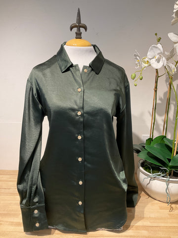 Mystree Dark Green Silky Blouse