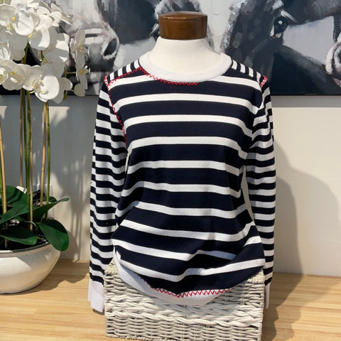 Orly Navy/White With Red Detail Sweater