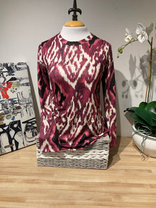 David Cline Magenta Print V Neck Top