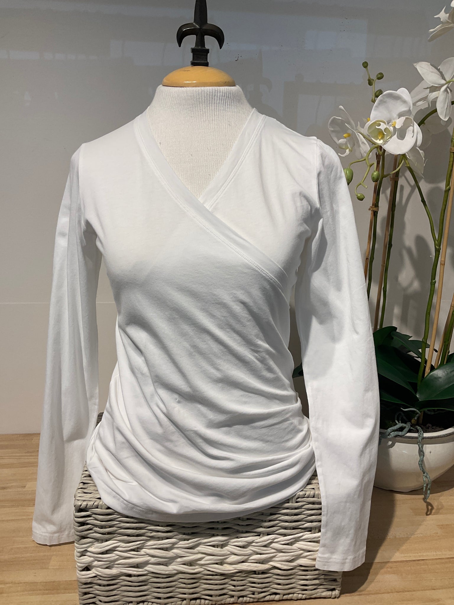 Pure Amici White V Neck Wrap Tee