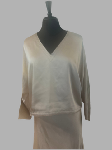Lilla P Angora Satin V Neck Dolman Top