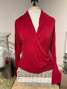 Nally & Millie Chili Red Front Crossover Top