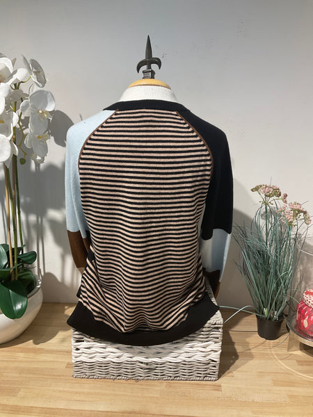 Z&P Black Stripe W/ Color Block Sleeve Sweater