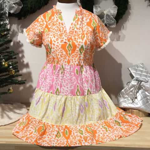 THML Color Print Short Sleeve Dress