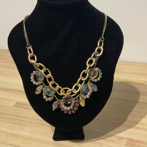 Bi Jou Gold Necklace W/ Pink Beads