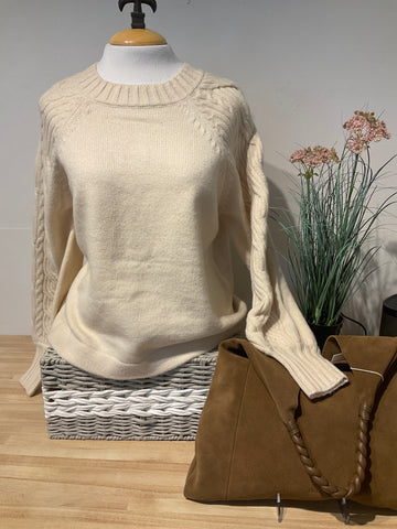 Esqualo Cream Cable Sleeve Sweater