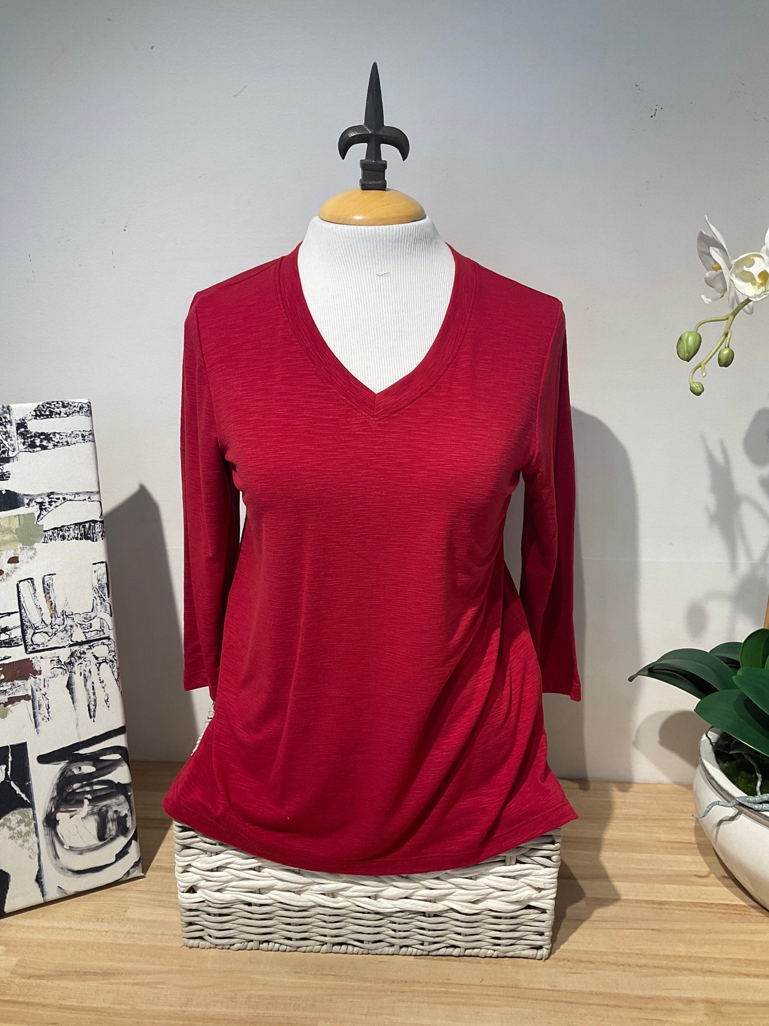 Nally & Millie Chili Red V Neck Tee