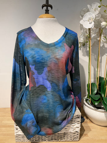 FDJ Blue Print V Neck Tee