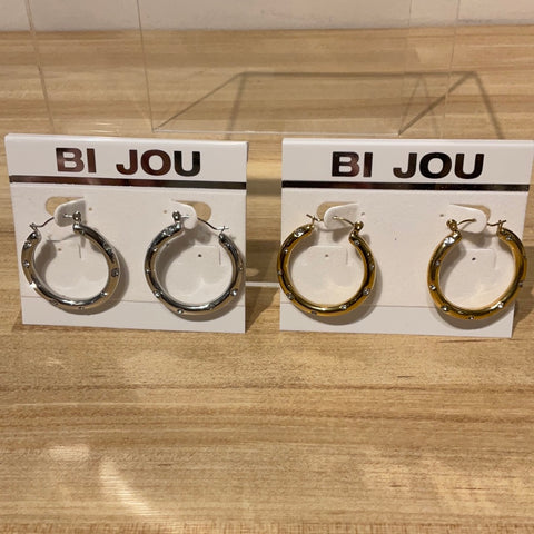 Bi Jou Large Hoop Earring W/ Crystal Detail