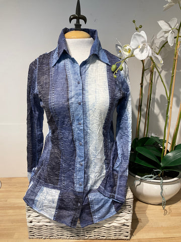 David Cline Denim Print Top