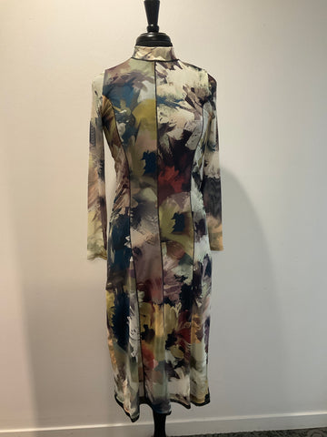 FDJ Print Mesh Long Sleeve Dress