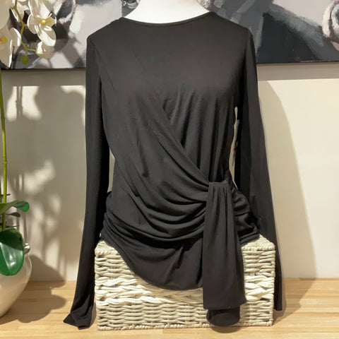 Karen Kane Black Drape Front Top