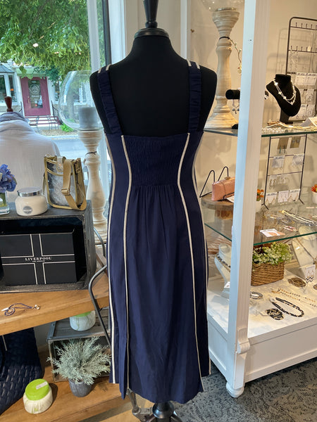 THML Navy Sleeveless Striped Midi Dress