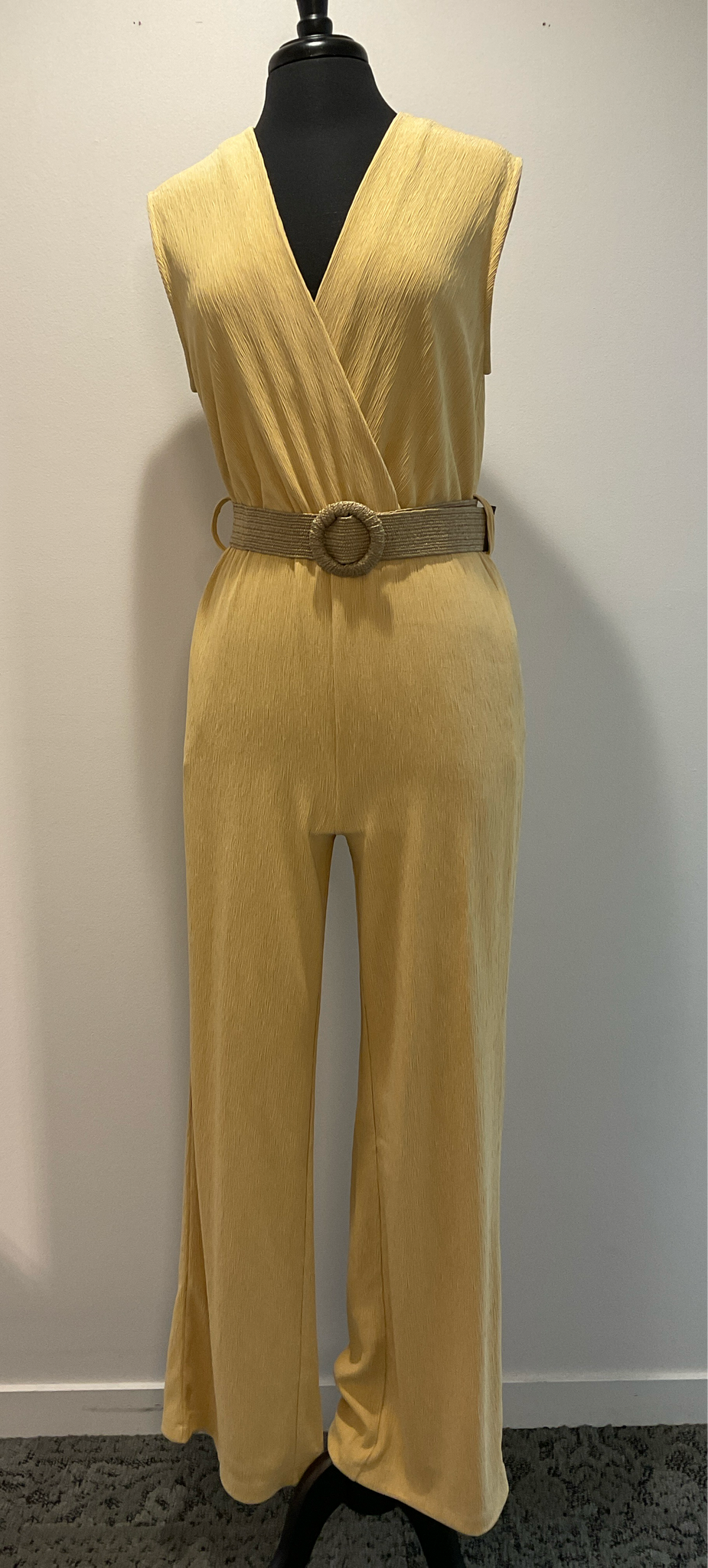 Esqualo Yellow Fancy Crinkle Jumpsuit