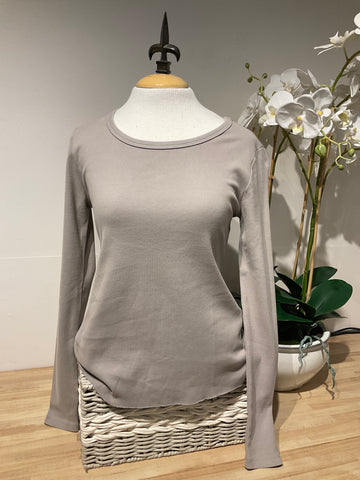Dylan Rib Crewneck Grey Tee