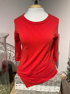 Nally & Millie Red Half Sleeve Angled Top