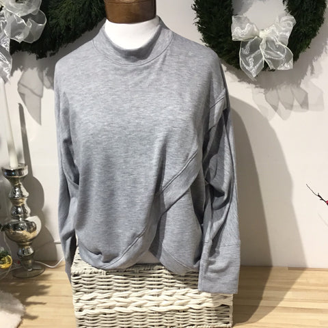 Nally & Millie Heather Grey Crossover Long Sleeve Top