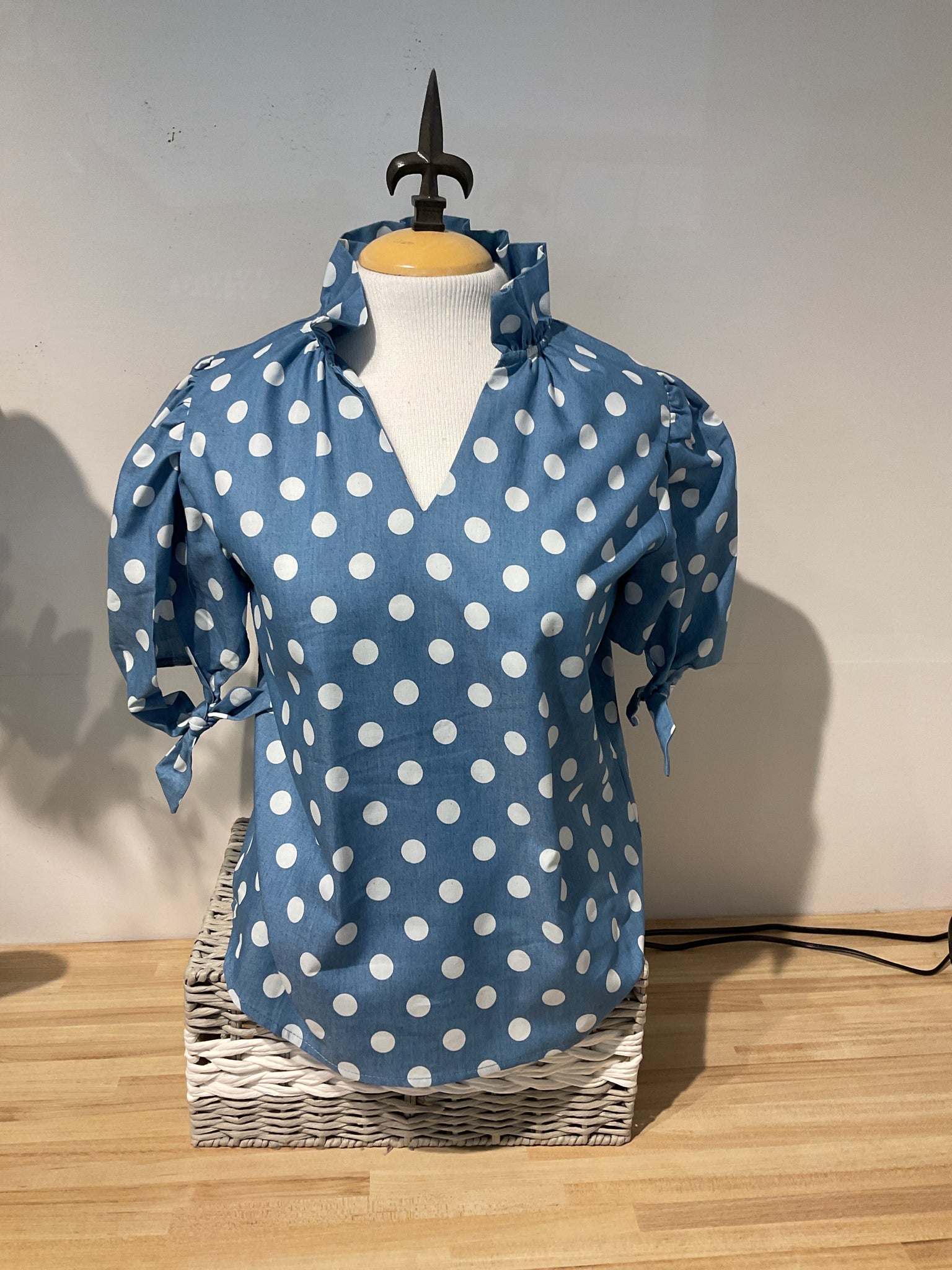 THML Puffed Sleeve Dotted Top