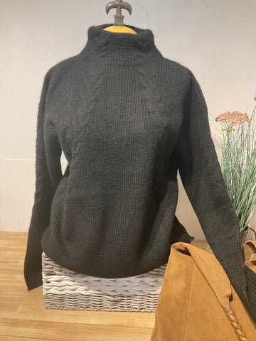 Esqualo Black Oblique Cable Sweater