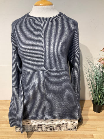 Nally & Millie Brushed Stripe Crew Neck Top