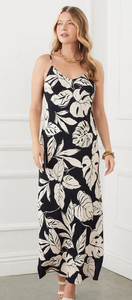 Karen Kane Leaf Print Bias Cut Midi Dress