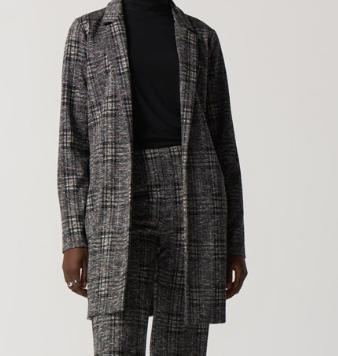 Joseph Ribkoff Plaid Jacquard Long Blazer