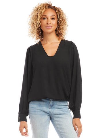 Karen Kane Black Puff Sleeve Blouse