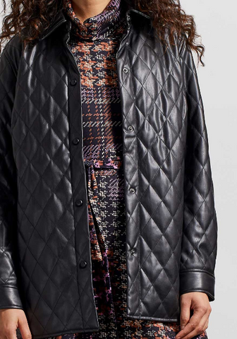 Tribal Black Quilted Snap Front PU Jacket