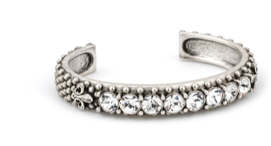 French Kande Sterling Clad Austrian Crystal Bangle