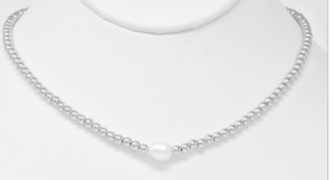 MB Cobie Silver Necklace W/ Pearl