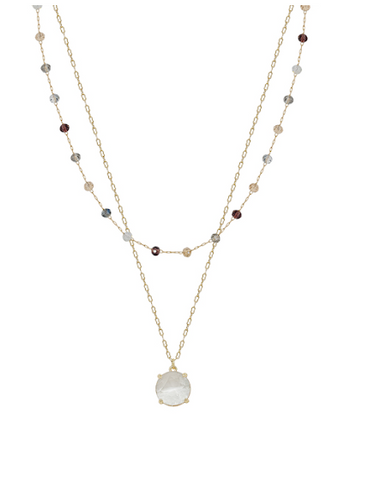 MB Base Dark Multi W/ Clear Pendent Necklace