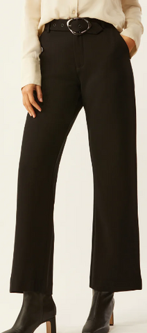 Ecru Metropolitan Cropped Black Wide Leg Pant W/ Belt