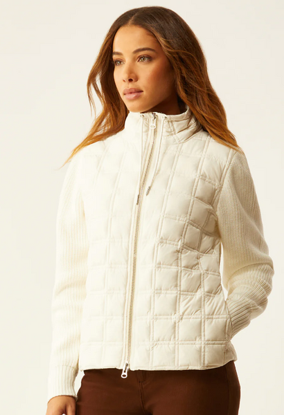 Ecru Cream Puffer Jacket W/ Sleeves