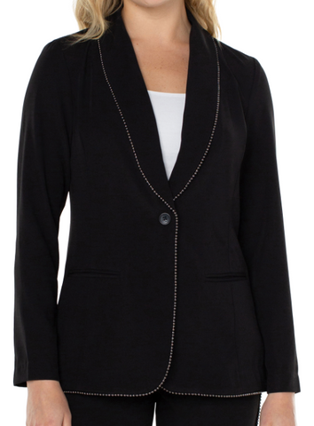 Liverpool Black Shawl Collar Blazer W/ Chain Trim