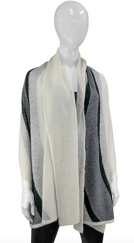 MM Cashmere Blend Scarf W/ Wave Design